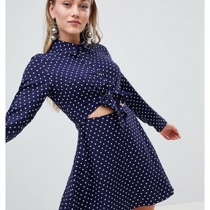 Cute Navy Polka Dot Mini Dress